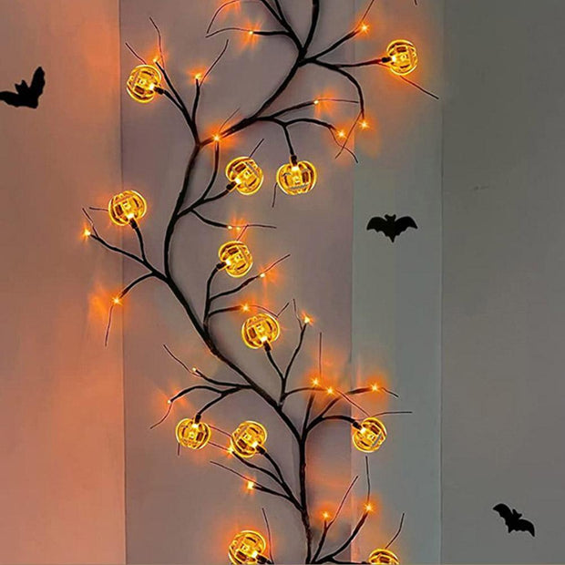 Halloween LED Willow Vine String Light Cool Cartoon Bat Pumpkin Decoration