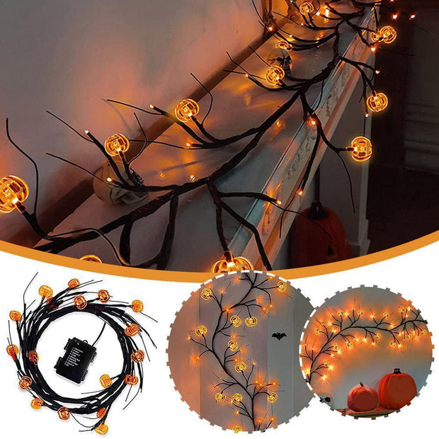Halloween LED Willow Vine String Light Cool Cartoon Bat Pumpkin Decoration