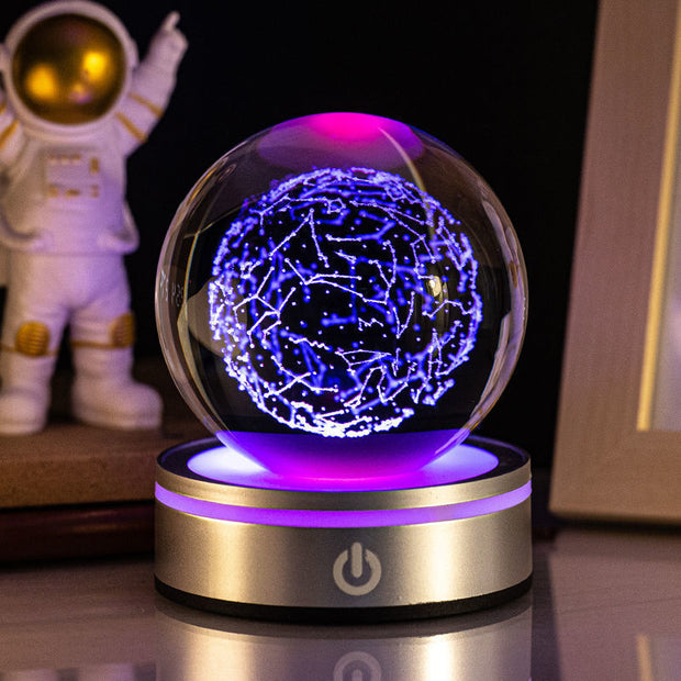 3D Inner Carving Luminous Crystal Ball Night Lamp