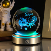 3D Inner Carving Luminous Crystal Ball Night Lamp