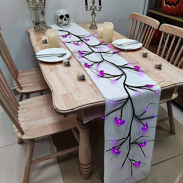 Halloween LED Willow Vine String Light Cool Cartoon Bat Pumpkin Decoration