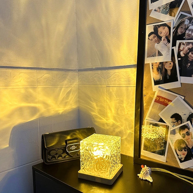 LED Water Ripple Ambient Night Light USB Rotating Projection Crystal Table Lamp RGB