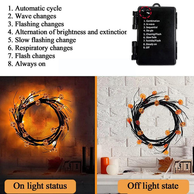 Halloween LED Willow Vine String Light Cool Cartoon Bat Pumpkin Decoration
