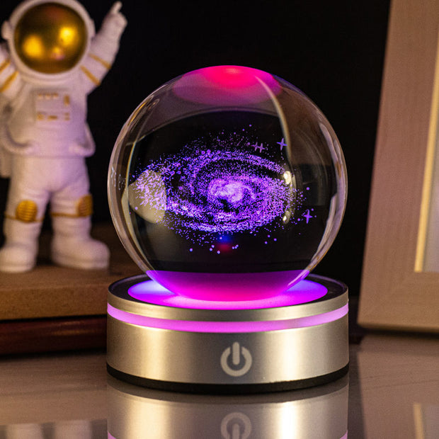 3D Inner Carving Luminous Crystal Ball Night Lamp