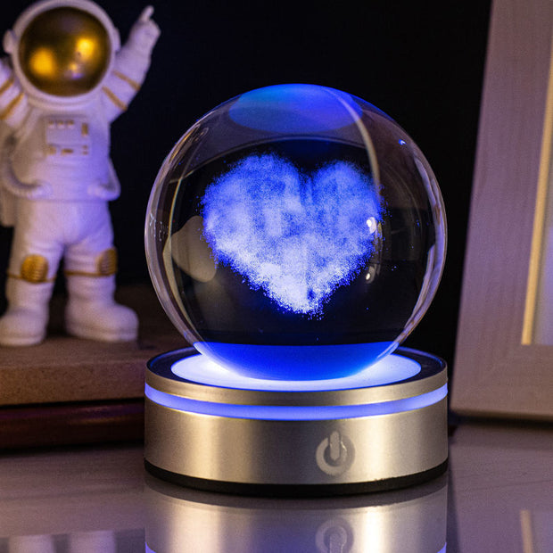 3D Inner Carving Luminous Crystal Ball Night Lamp