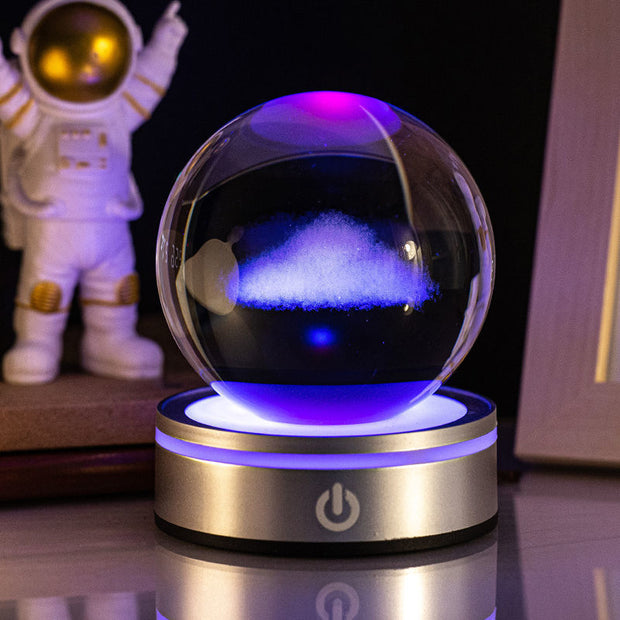 3D Inner Carving Luminous Crystal Ball Night Lamp